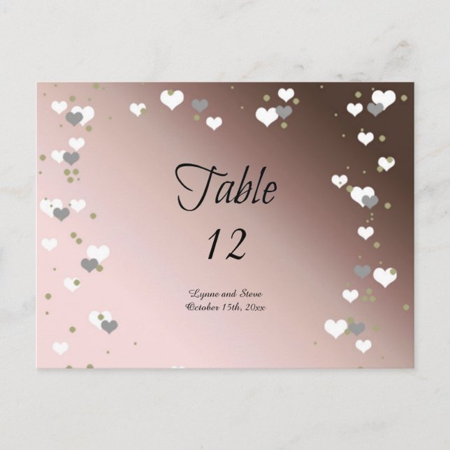 Mocha Hearts Table Seating Card (Front)