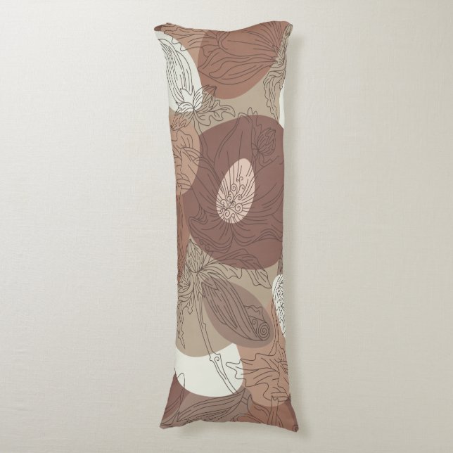  Mocha Hibiscus Botanical Harmony Body Cushion (Front Vertical)