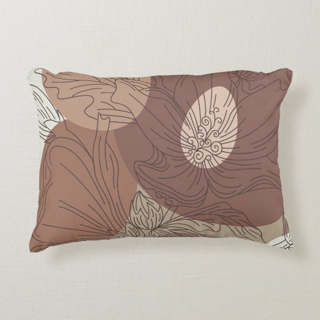  Mocha Hibiscus Botanical Harmony  Decorative Cushion (Front)