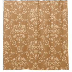 Mocha Latte Brown Damask Shower Curtain