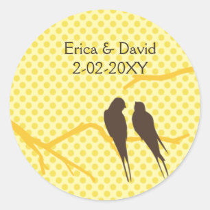 mocha lovebirds wedding label