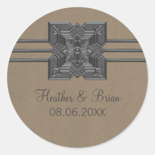 Mocha Medallion Border Wedding Stickers