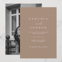 Mocha Modern Minimalist Script Photo Wedding