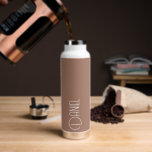Mocha Modern Typography Personalised Water Bottle<br><div class="desc">Trendy,  vacuum insulated water bottle that features personalised name in white,  modern typography on a mocha colour background. Personalise bottle by editing name and replacing name with your own as desired. Perfect for a birthday gift,  wedding groomsman gift,  etc. Select your water bottle style.</div>