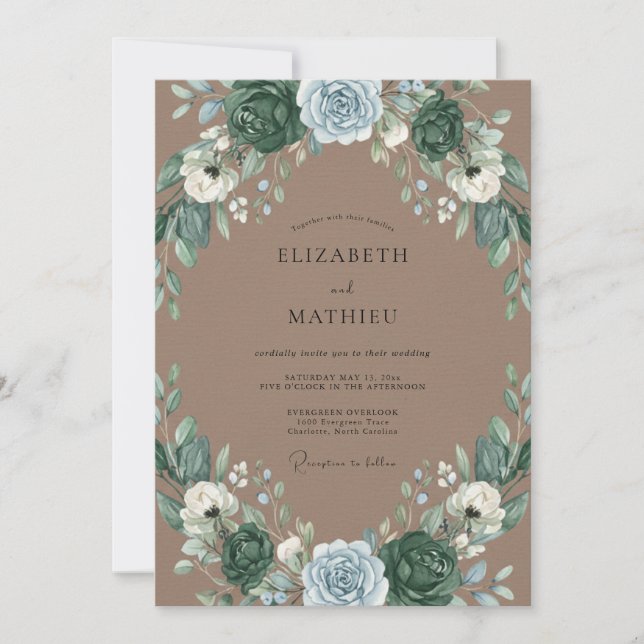 Mocha Moody Woodland Wedding Invitation (Front)