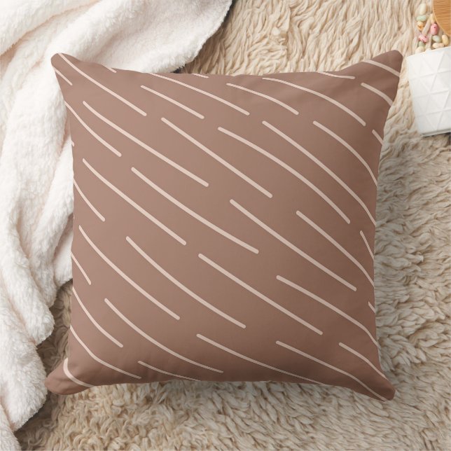 Mocha Mousse Abstract Hand-Drawn Doodle Line (3) Cushion (Blanket)