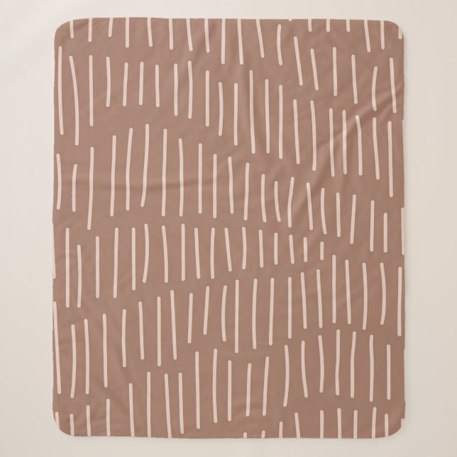 Mocha Mousse Abstract Hand-Drawn Doodle Line (4) Sherpa Blanket (Front)