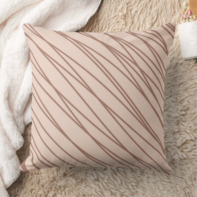 Mocha Mousse Abstract Hand-Drawn Doodle Line Cushion (Blanket)
