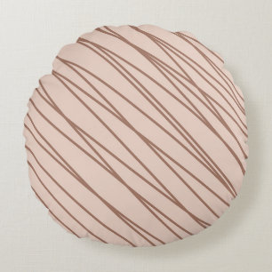 Mocha Mousse Abstract Hand-Drawn Doodle Line Round Cushion