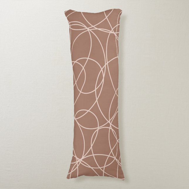 Mocha Mousse Abstract Hand-Drawn Doodles (1) Body Cushion (Front Vertical)
