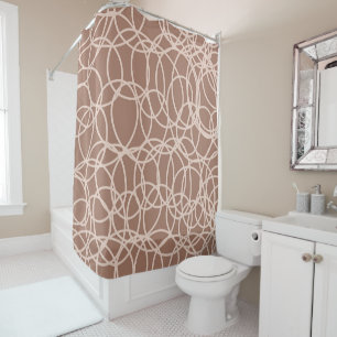 Mocha Mousse Abstract Hand-Drawn Doodles (2) Shower Curtain