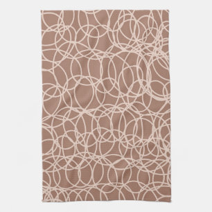 Mocha Mousse Abstract Hand-Drawn Doodles (2) Tea Towel