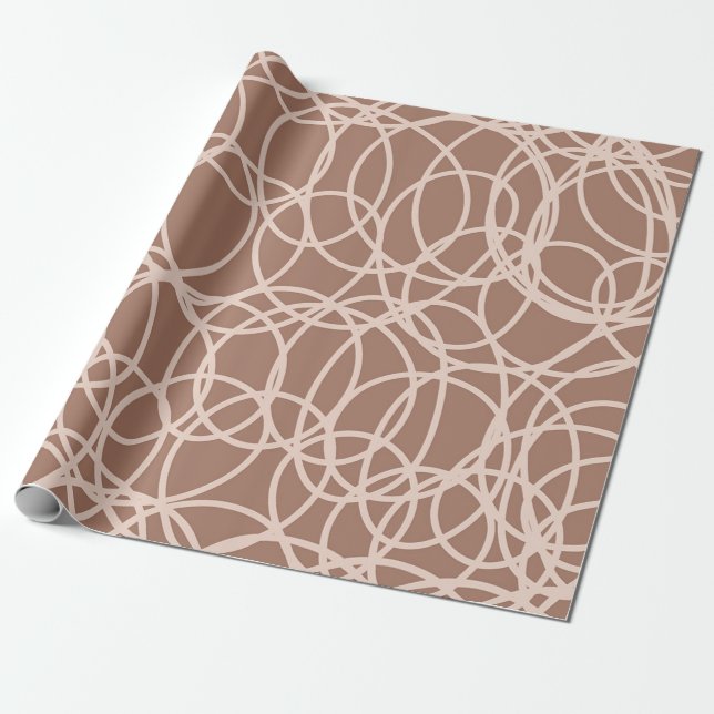 Mocha Mousse Abstract Hand-Drawn Doodles (2) Wrapping Paper (Unrolled)