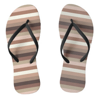 Mocha Mousse and Accents Horizontal Stripe Pattern Jandals