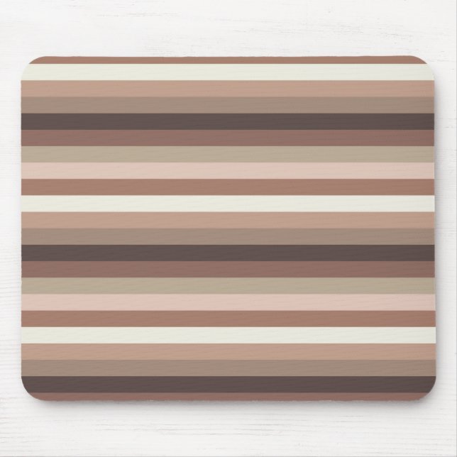 Mocha Mousse and Accents Horizontal Stripe Pattern Mouse Pad (Front)