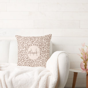 Mocha Mousse and Cream Tan Leopard Pattern Cushion
