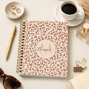Mocha Mousse and Cream Tan Leopard Pattern Notebook