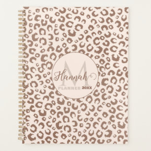 Mocha Mousse and Cream Tan Leopard Pattern Planner