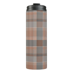 Mocha mousse and grey chequered thermal tumbler