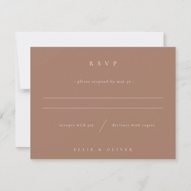 Mocha Mousse Boho Photo Wedding Modern RSVP Card (Front)