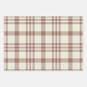 Mocha Mousse Brown Plaid Tartan Pattern  Wrapping Paper Sheet