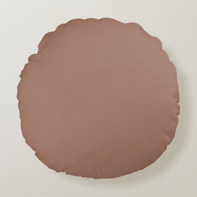 Mocha Mousse Brown Solid Color  Round Cushion (Front)