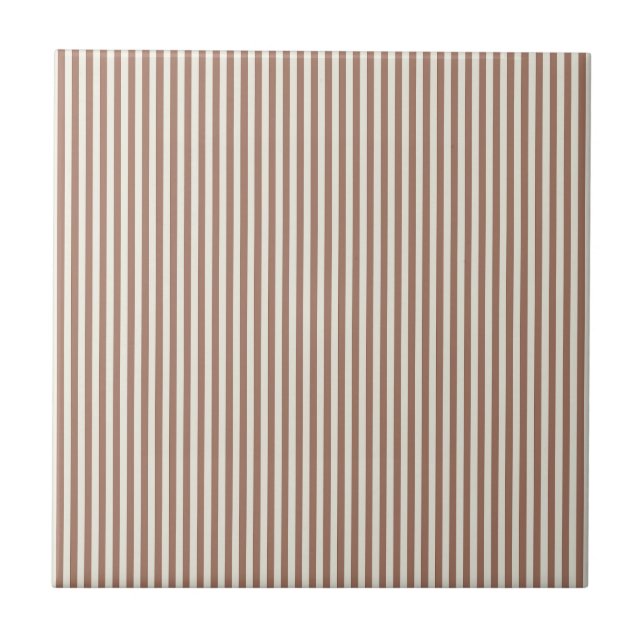 Mocha Mousse Cannoli Cream Vertical Stripe Pattern Tile (Front)