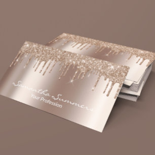 Mocha Mousse Faux Glitter Business Card
