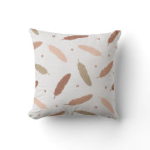 Mocha Mousse Feathers Throw Pillow
