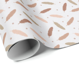 Mocha Mousse Feathers Wrapping Paper