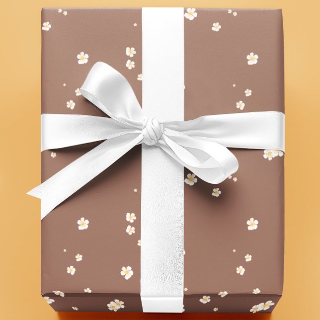 Mocha Mousse Floral Flowers  Wrapping Paper (Creator Uploaded)