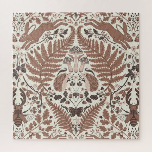Mocha mousse forest/Woodland animals and plants Jigsaw Puzzle