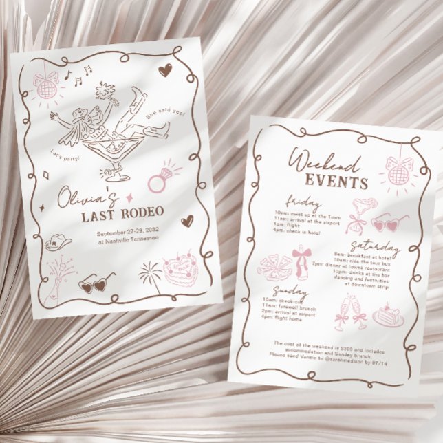 Mocha Mousse Last Rodeo Weekend Bachelorette Invitation (Creator Uploaded)