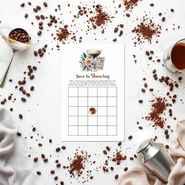 Mocha Mousse "Love is Brewing" Bridal Shower Bingo (Mocha Mousse "Love is Brewing" Bridal Shower Bingo)
