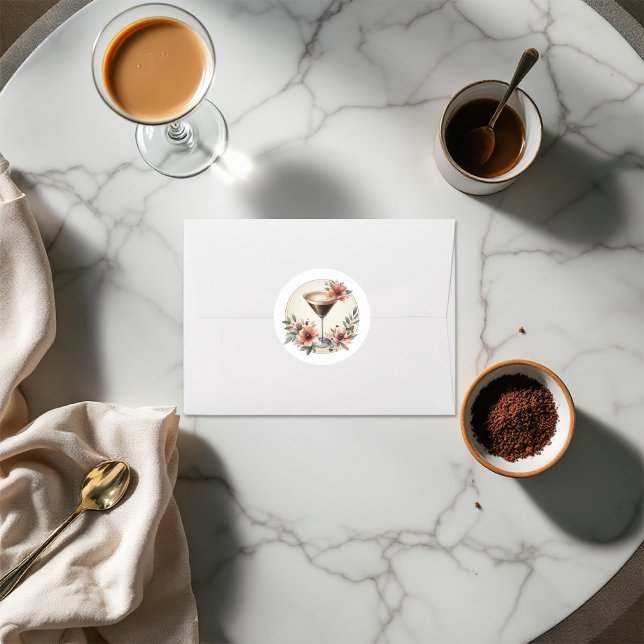 Mocha Mousse "Love is Brewing" Bridal Shower Classic Round Sticker (Mocha Mousse "Love is Brewing" Bridal Shower Classic Round Sticker)