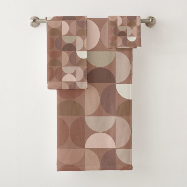 Mocha Mousse Mid Century Modern Bath Towel Set (Insitu)