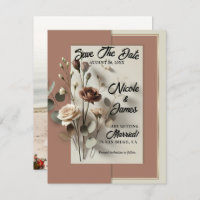 Mocha Mousse Modern Botanical Floral Save The Date