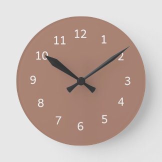 Mocha Mousse One Colour Chocolate Brown Minimalist Round Clock