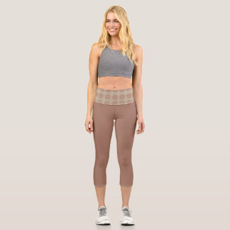 Mocha mousse patterned High Waisted Capris