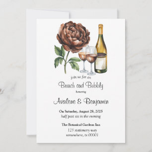 Mocha Mousse Peony Brunch & Bubbly Invitation