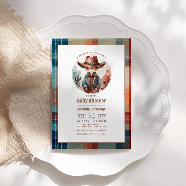 Mocha Mousse Rustic Western Cowboy Baby Shower Invitation (Mocha Mousse Rustic Western Cowboy Baby Shower Invitation)