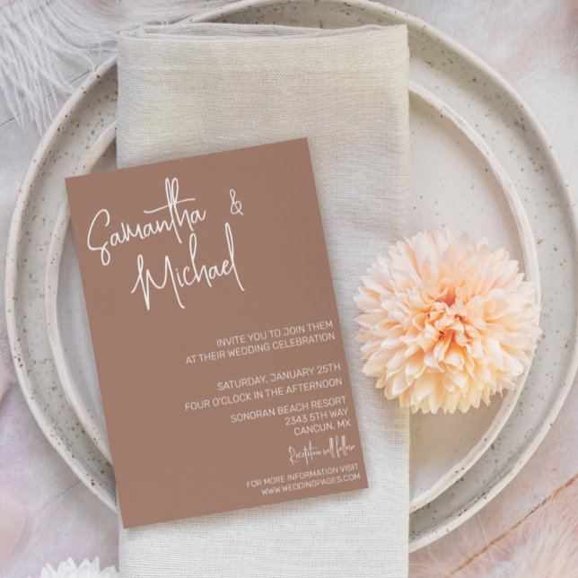 Mocha Mousse Trendy Simple Minimalistic Wedding  Invitation (Creator Uploaded)