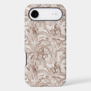 Mocha Mousse Tropical Birds and Palm Leaves