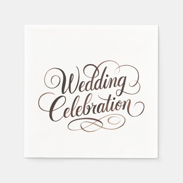 Mocha Mousse Watercolor Wedding Typography Napkin (Front)