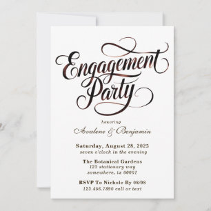 Mocha Mousse Watercolor Writing Engagement Party Invitation