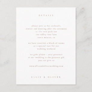 Mocha Mousse & White Boho Photo Wedding Modern Enclosure Card