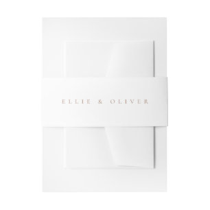 Mocha Mousse White Boho Photo Wedding Modern Invitation Belly Band