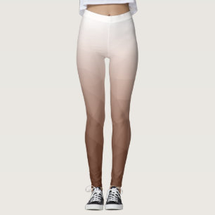Mocha Mousse White Gradient Geometric Mesh Pattern Leggings