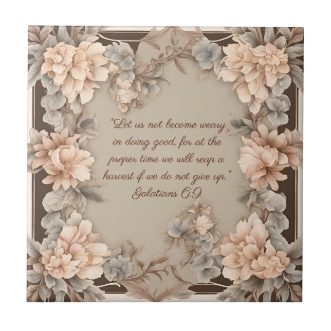 Mocha Peach Bible Verse  Tile (Front)