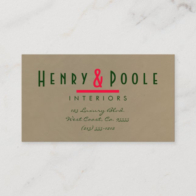 Mocha Plaster Interior Designer Business Card (Front)